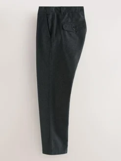 Next Regular Tapered Fit Heritage Cotton Rich Trousers Dark Grey Clearance