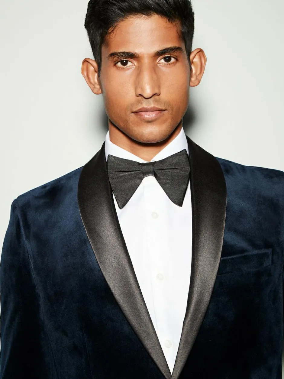 Next Regular Fit Velvet Blazer Dark Navy Blue Online