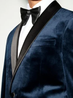 Next Regular Fit Velvet Blazer Dark Navy Blue Online