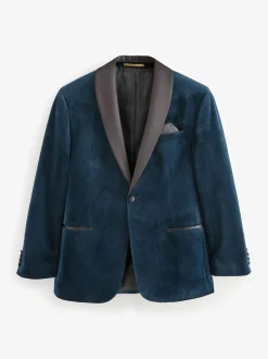 Next Regular Fit Velvet Blazer Dark Navy Blue Online