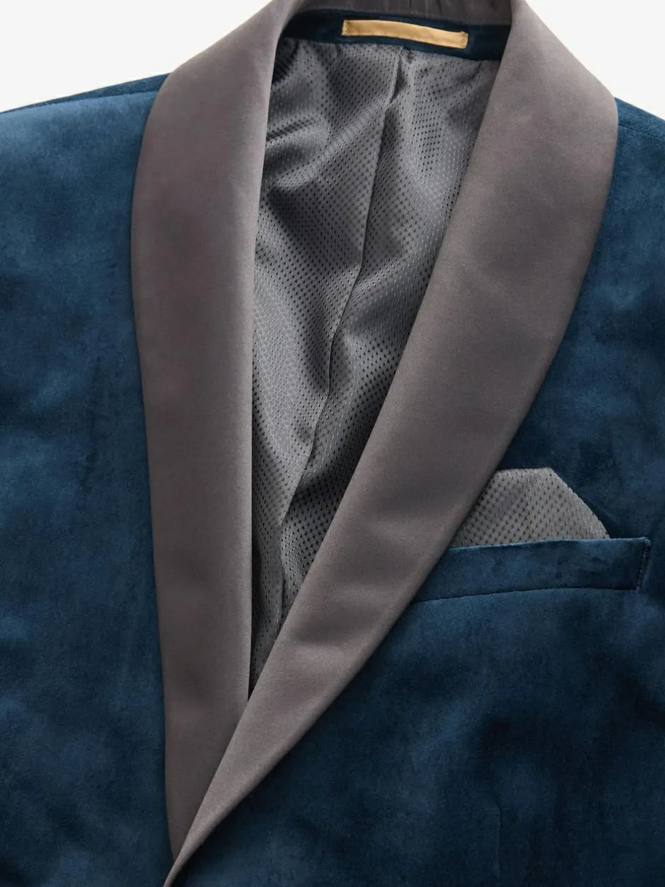 Next Regular Fit Velvet Blazer Dark Navy Blue Online