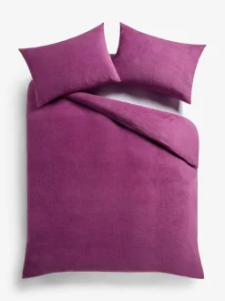 Next Dark Pink Teddy Fleece Duvet Cover and Pillowcase Set Online