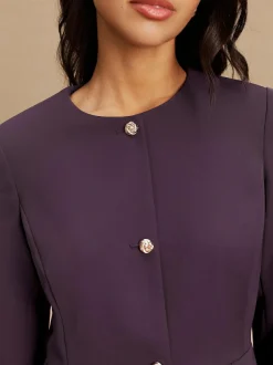 Next Dark Purple Collarless Blazer