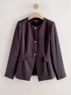 Next Dark Purple Collarless Blazer
