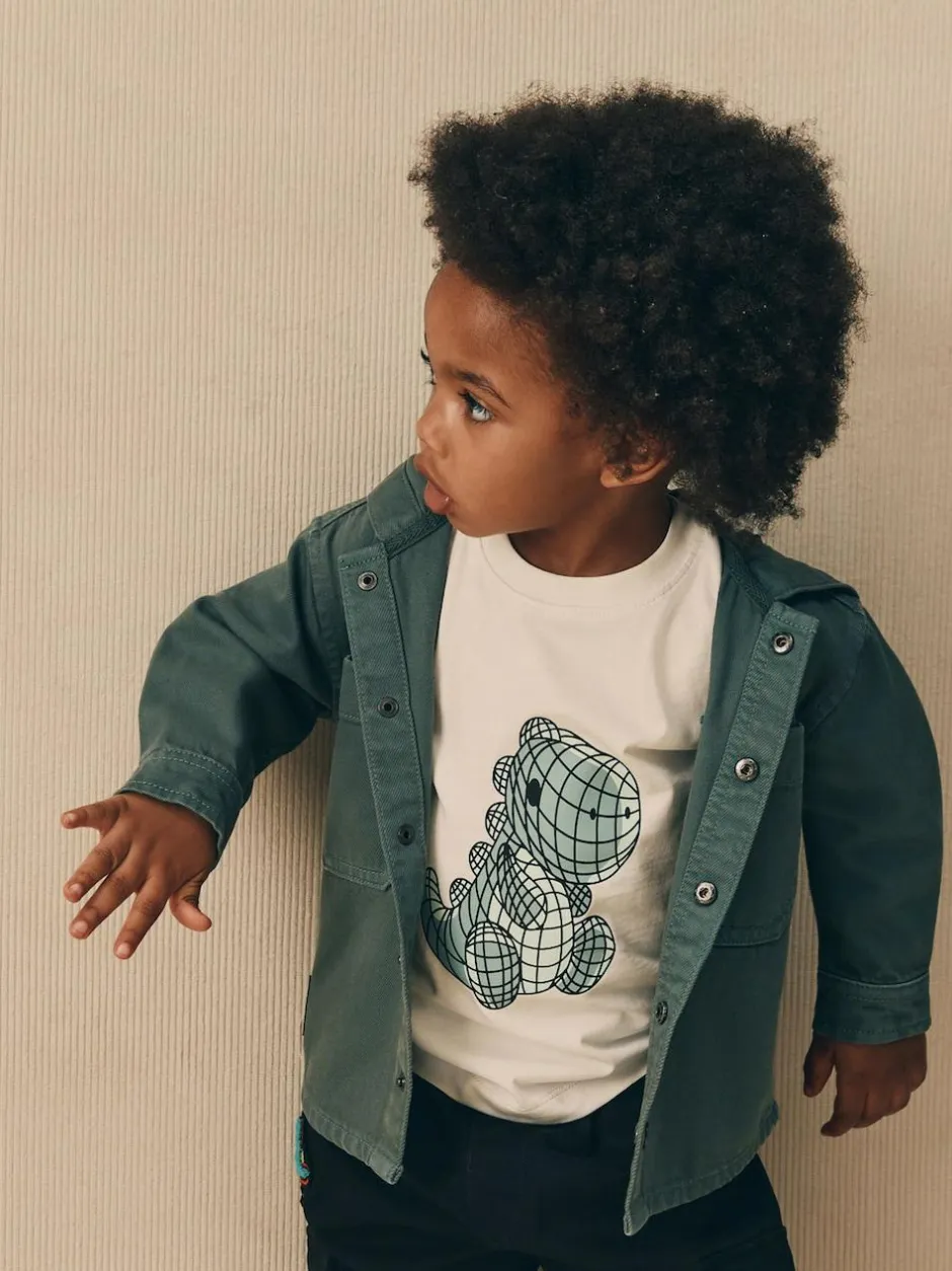 Next Twill Hooded Overshirt and T-Shirt Set (3mths-7yrs) Dark Teal Blue Discount
