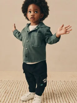 Next Twill Hooded Overshirt and T-Shirt Set (3mths-7yrs) Dark Teal Blue Discount