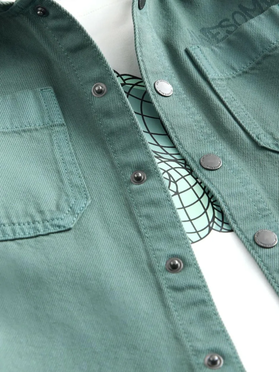 Next Twill Hooded Overshirt and T-Shirt Set (3mths-7yrs) Dark Teal Blue Discount