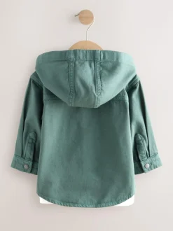 Next Twill Hooded Overshirt and T-Shirt Set (3mths-7yrs) Dark Teal Blue Discount