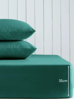 Next Dark Teal Cotton Rich Deep Fitted Bed Sheet Online