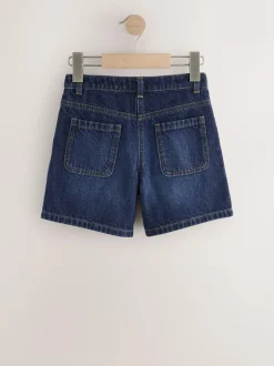 Next Relaxed Denim Pleated Shorts (3-16yrs) Dark Wash Outlet