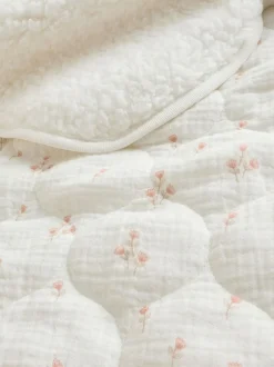Next Baby Fleece Blanket Delicate Floral Muslin Clearance