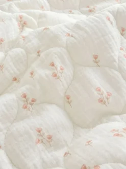 Next Baby Fleece Blanket Delicate Floral Muslin Clearance