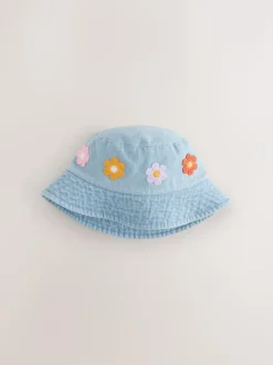 Next Denim Crochet Flower Bucket Hat (3mths-10yrs) Hot
