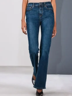 Next Mid Rise Stretch Bootcut Jeans Denim Dark Blue Clearance