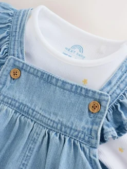 Next Dungarees and Long Sleeve Bodysuit Set 2 Piece (0mths-3yrs) Denim New