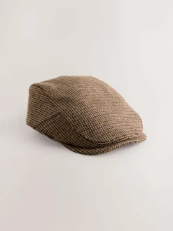 Next Dogtooth Brown Flat Cap Hot
