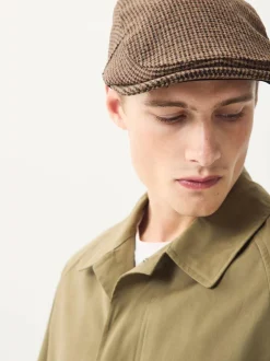 Next Dogtooth Brown Flat Cap Hot