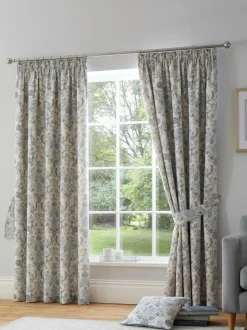 Dreams & Drapes Blue Averie Pencil Pleat Curtains Outlet