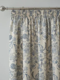 Dreams & Drapes Blue Averie Pencil Pleat Curtains Outlet