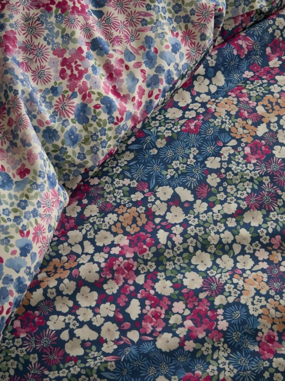 Dreams & Drapes Navy Bessie Reversible Duvet Cover Set Outlet