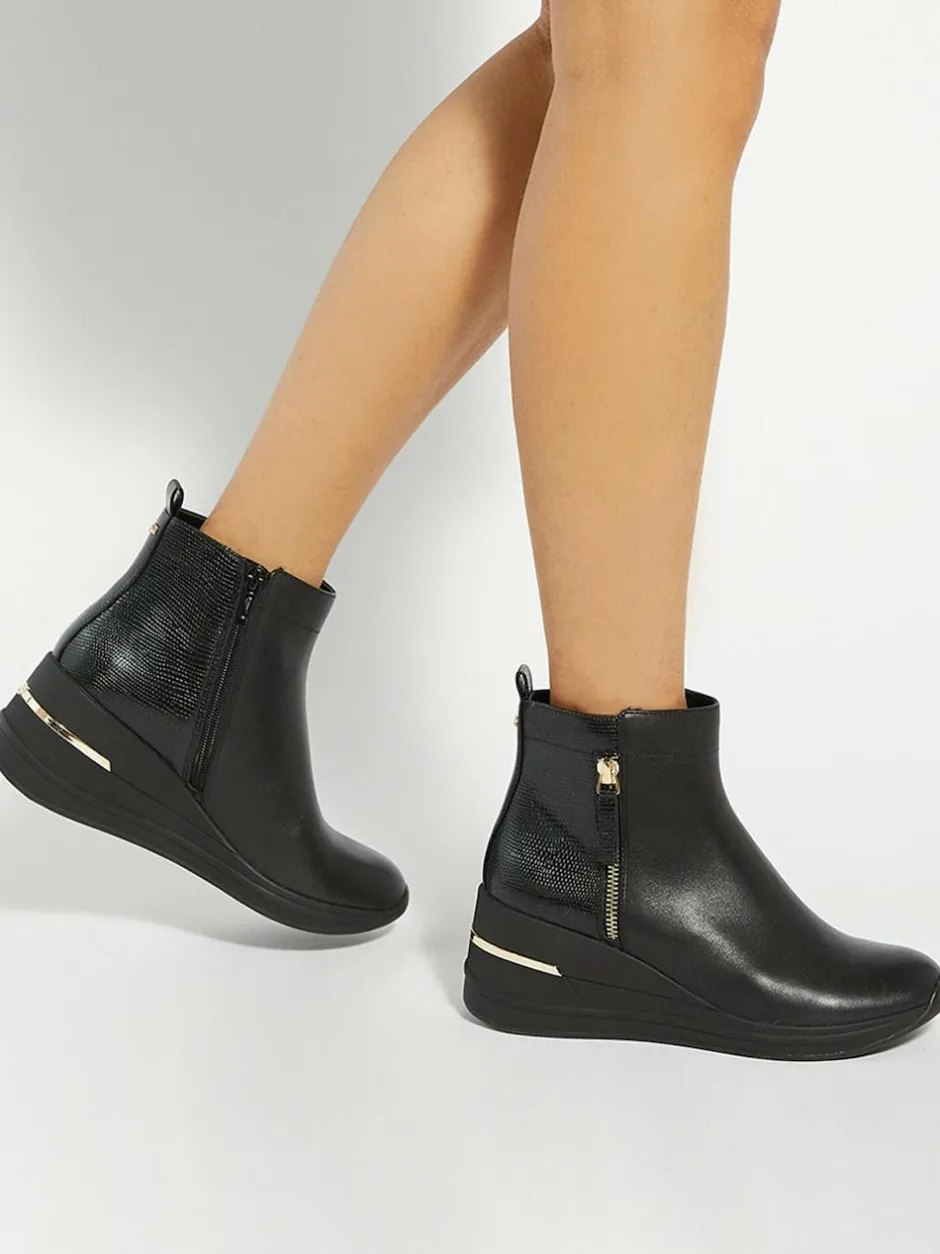 Dune London Black Everyone Side Zip Wedge Sport Trainers Discount