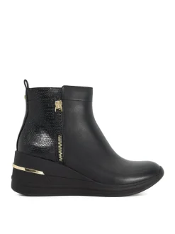 Dune London Black Everyone Side Zip Wedge Sport Trainers Discount