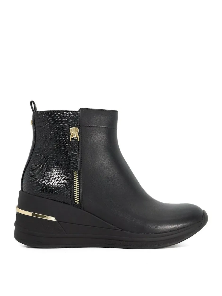 Dune London Black Everyone Side Zip Wedge Sport Trainers Discount