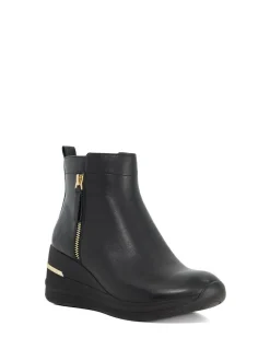 Dune London Black Everyone Side Zip Wedge Sport Trainers Discount