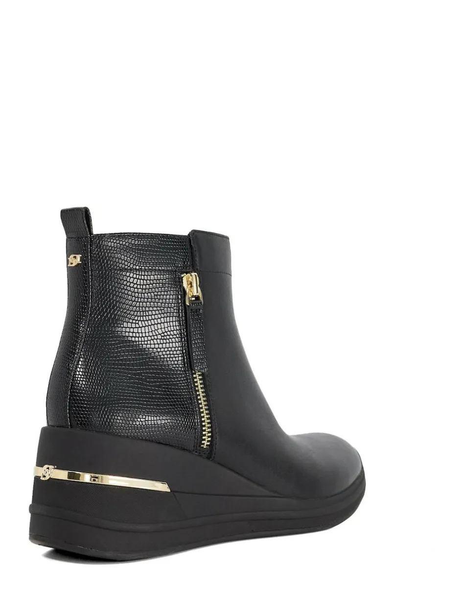 Dune London Black Everyone Side Zip Wedge Sport Trainers Discount