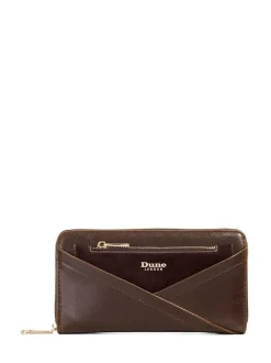 Dune London Kelbey Zip Around Long Purse Brown Chrome Discount