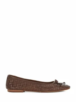 Dune London Brown Heat Woven Ballerina Shoes New