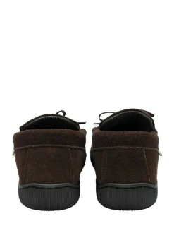 Dunlop Suede Lace-Up Moccasin Full Slippers Brown Online