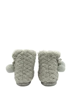 Dunlop Ladies Knitted Bootee Slippers Grey Outlet