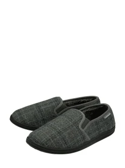 Dunlop Mens Twin Gusset Full Slippers Grey Outlet