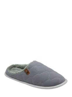 Dunlop Mens Quilted Mule Slippers Light Grey