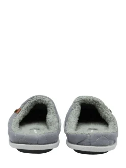 Dunlop Mens Quilted Mule Slippers Light Grey