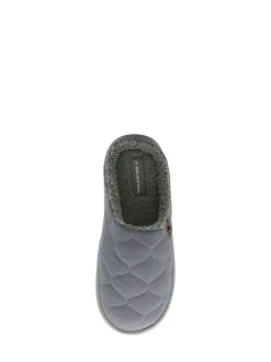 Dunlop Mens Quilted Mule Slippers Light Grey