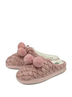 Dunlop Ladies Knitted Closed Toe Mule Slippers Light Pink