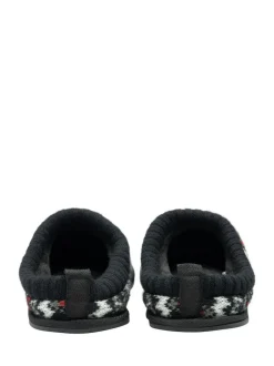 Dunlop Mens Fairisle Pattern Warm Lined Slipper Mules White Clearance