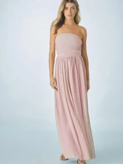 Next Dusky Pink Mesh Multiway Wedding Guest Bridesmaid Maxi Dress Outlet