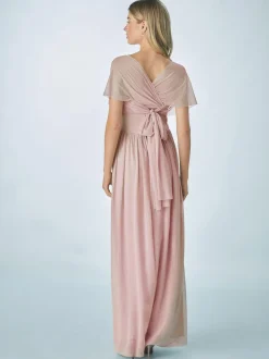 Next Dusky Pink Mesh Multiway Wedding Guest Bridesmaid Maxi Dress Outlet