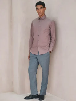 Next Dusky Pink Slim Fit Cotton Stretch Long Sleeve Formal Shirt Hot