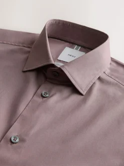 Next Dusky Pink Slim Fit Cotton Stretch Long Sleeve Formal Shirt Hot