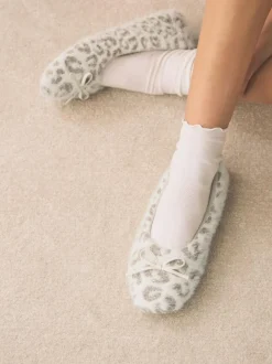 Next Ecru Animal Print Ballet Slippers Hot