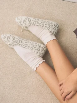 Next Ecru Animal Print Ballet Slippers Hot