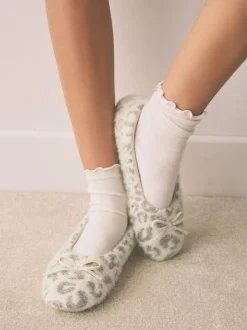 Next Ecru Animal Print Ballet Slippers Hot