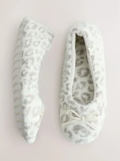 Next Ecru Animal Print Ballet Slippers Hot