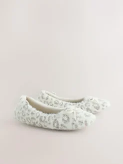 Next Ecru Animal Print Ballet Slippers Hot
