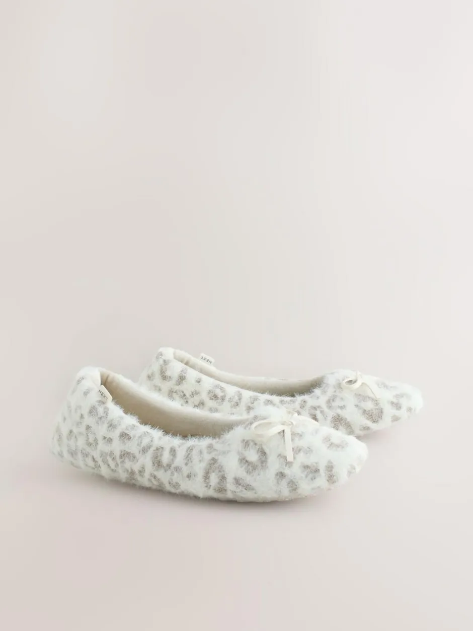 Next Ecru Animal Print Ballet Slippers Hot