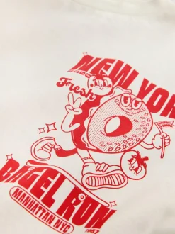 Next Ecru Bagel Oversized Graphic Print T-Shirt (3-16yrs) Discount